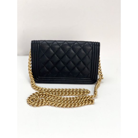 Chanel Caviar Quilted Mini Boy Clutch Wallet on a Chain Black - Picture 2 of 14